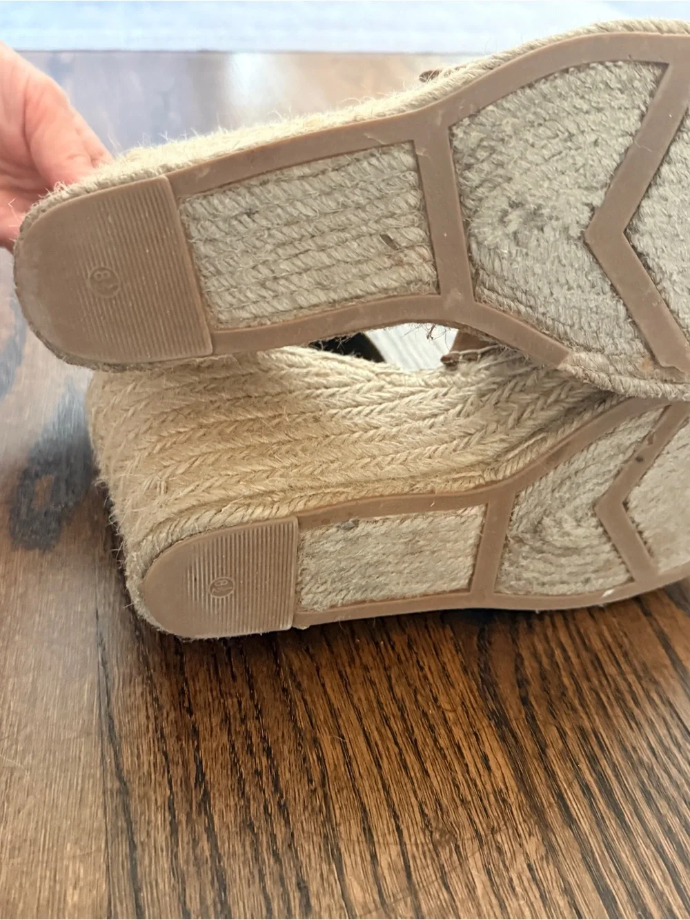 Marc Fisher Tan Suede Espadrille Wedge Sandals with Ankle Strap